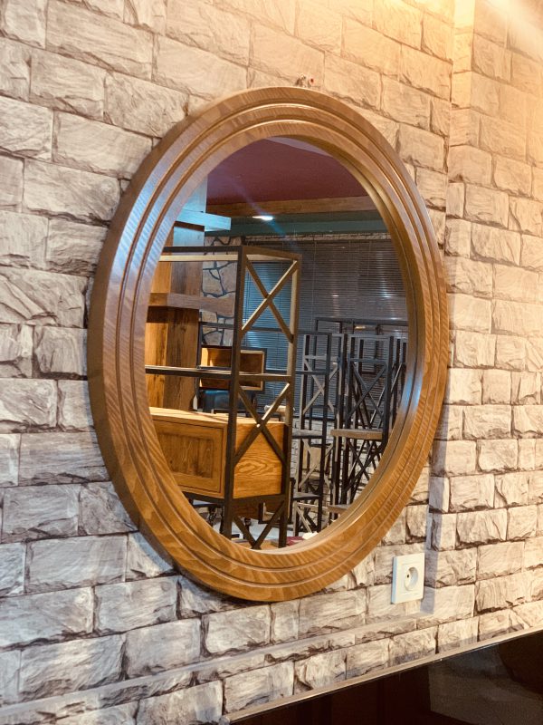 آینه گرد چوبی قطر80